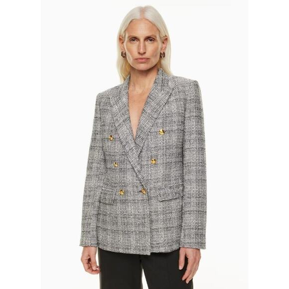 BABATON Tweed Linen-Blend Double-Breasted Index Blazer Jacket XS ARITZIA $228 - Picture 13 of 13